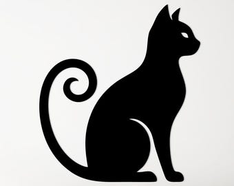 Schwarze Katze Silhouette SVG DXF | Katze Laser Cut Datei | Katzenumriss PNG | Katze Silhouette geschnitten | Katzen Design Vektorgrafik | Katze | Digitaler Download