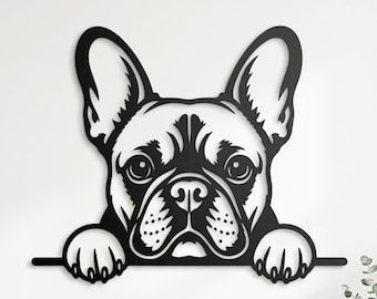Peeking French Bulldog SVG DXF | Dog Laser Cut File | French Bulldog Wall Art Dxf | CNC Plasma Metal Decor | Frenchie Laser Cut File