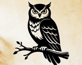 Owl Wall Art SVG | Owl Wall Decor Laser Cut Files | Wood Wall Art | Home Decoration | Owl Svg | Owl for Cnc | Animal Scene Dxf