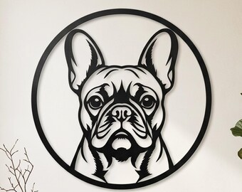 French Bulldog Wall Art SVG | Minimal Frenchie Face Cut File | Laser Cut Dog Wall Art | French Bulldog Laser Svg | French Bulldog Dxf Plasma