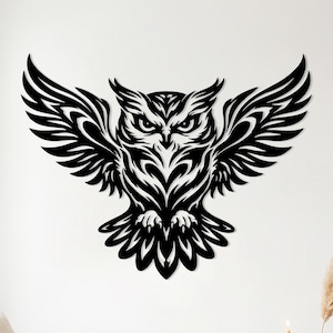 部族風フクロウ SVG DXF PNG | 野生動物レーザーカットファイル | フクロウの頭のベクターアート | Cricut Silhouette Glowforge CNC プラズマ切断デザイン | フクロウ SVG