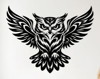 Tribal Owl SVG DXF PNG | Wildlife Laser Cut File | Owl Head Vector Art | Cricut Silhouette Glowforge Cnc Plasma Cutting Design | Owl Svg