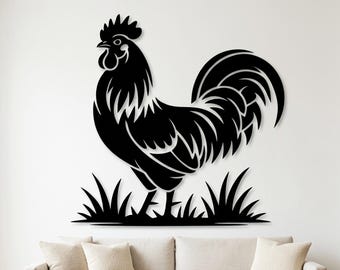 Silueta de gallo SVG / Arte de pared de granja, archivo cortado con láser (descarga digital)