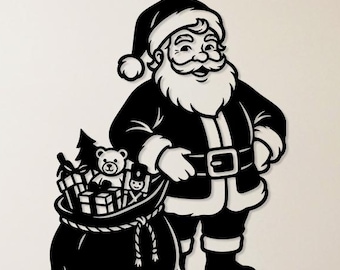 Papá Noel SVG DXF PNG / Decoración navideña de metal para pared / Archivos DXF navideños para cortadora de plasma / Arte de pared de Papá Noel / Archivos DXF de Papá Noel / Papá Noel CNC