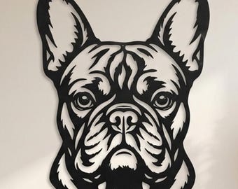 French Bulldog Wall Art SVG DXF | French Bulldog Laser Cut File | CNC Plasma Metal Wall Art | Frenchie Face Svg | Laser Ready Vector