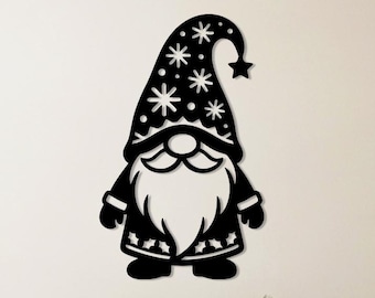 Gnomo navideño SVG DXF PNG / Decoración de pared metálica con gnomo navideño / Archivo de corte láser para CNC Plasma, Cricut y Glowforge / Decoración navideña DXF SVG