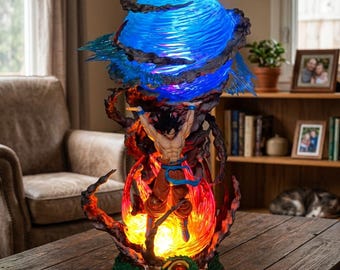 Goku Spirit Bomb LED Statue - Dragon Ball Z Genki Dama Actionfigur - Anime Schreibtischlampendekor - Kampf beschädigtes Goku Sammlergeschenk für Ihn