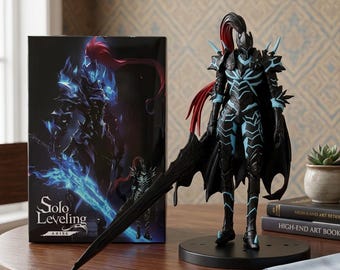 Solo Leveling Igris Figure 21cm, Blood Red Shadow Knight Statue, Manhwa Anime Collectible Display Model, Gift for Kids