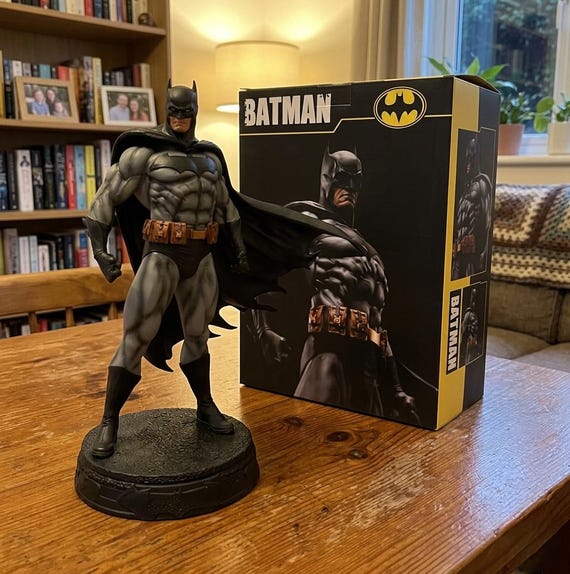 Batman Statue 15": The Dark Knight DC Comics Figurine, Muscular Hero Sculpture, Large Superhero Decor, Batman Collectible Gift For kids