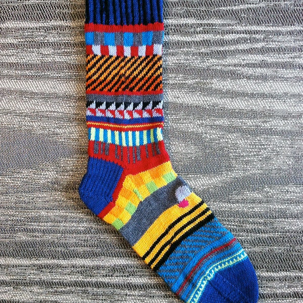 RESERVED for DAVID - Hand knit socks - Hand knit unique multi color washable wool socks. Blue Top Mens Sox 1.3