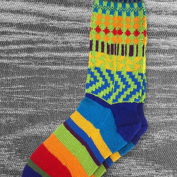 Hand Knit Wool Socks, Men, Women, Teen, Unique Icelandic Original Design, Handknit Wearable Art, Washable wool socks. S1 - FREE US SHIPPING