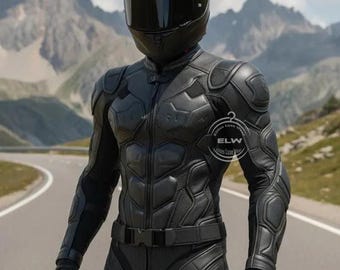 Custom Black Armored Leather Motorcycle Racing Suit | Tactical Biker Gear