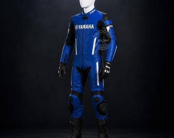 Tuta da gara per moto Yamaha / Protezione CE2 / Tuta in pelle bovina monopezzo