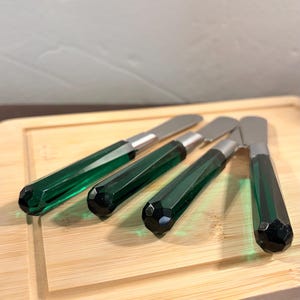 Set von 4 Vintage Smaragd Grün Lucite Streuern