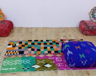 vintage moroccan cover pouf, handmade floor pillow