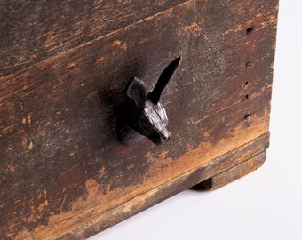 Rustic Cast Iron Rabbit Head Cabinet Knob, Farmhouse Drawer Pull