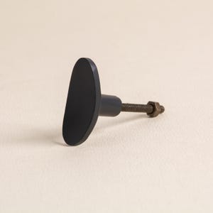 Antique Brass Oval Cabinet Knob, Minimalist Flat Face Furniture Hardware image 10