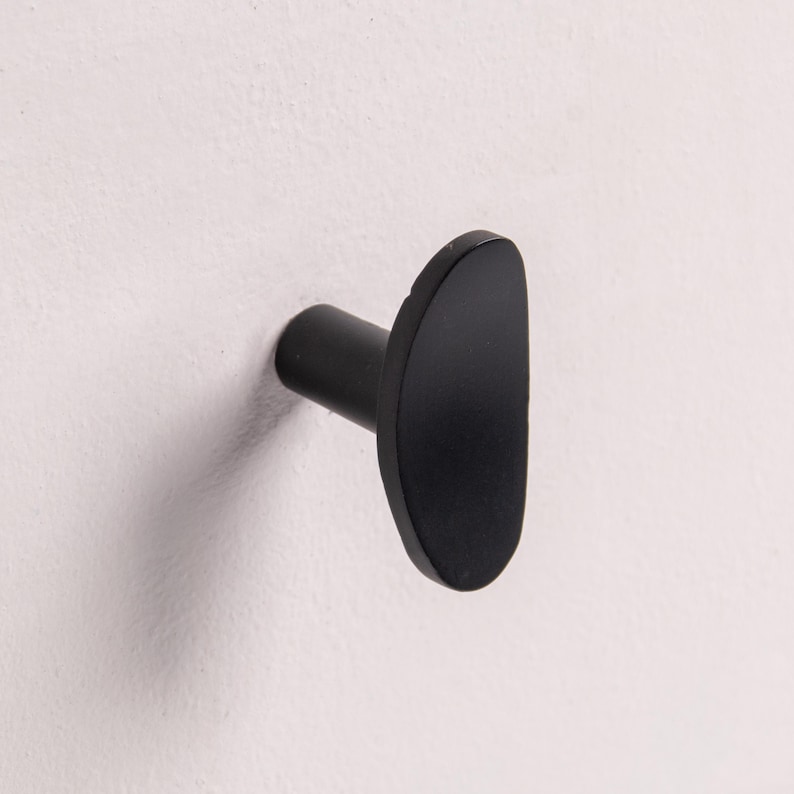 Antique Brass Oval Cabinet Knob, Minimalist Flat Face Furniture Hardware image 5