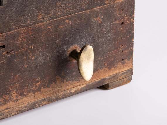 Antique Brass Oval Cabinet Knob, Minimalist Flat Face Furniture Hardware