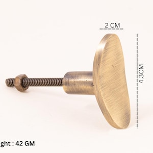 Antique Brass Oval Cabinet Knob, Minimalist Flat Face Furniture Hardware image 9