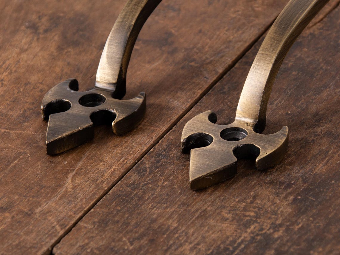 Gothic Brass Cabinet Handles, Antique Finish, Medieval Door Hardware - Etsy