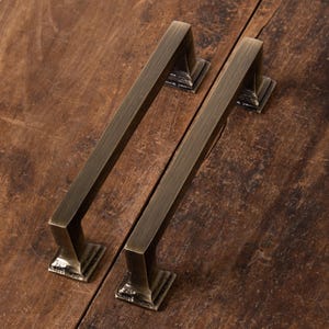 Square Brass Pulls, 134mm Drawer Handles, Modern Furniture Hardware