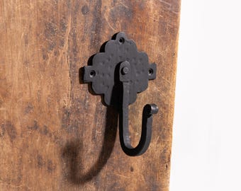 Handcrafted Wrought Iron Hook | Rustic Farmhouse Coat Towel Hanger | Medieval Decor