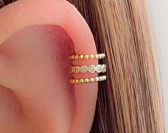 カフピアス - ジルコニウム - 18金メッキ - ピアス穴不要