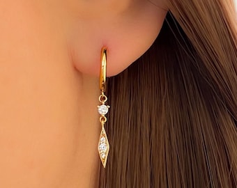 ドロップピアス - ジルコニウム - 18金メッキ