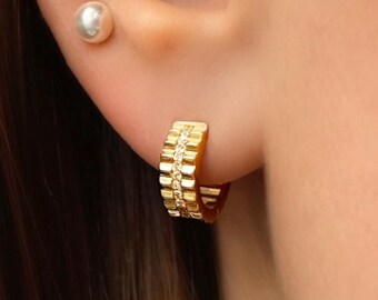 イヤリング - 18金メッキ - キュービックジルコニア