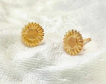 ひまわりイヤリング - 18金メッキ
