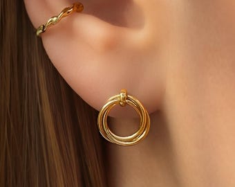 3連ピアス - 18金メッキ