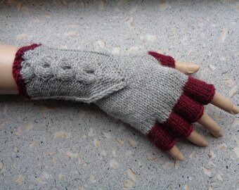 Arm warmers - Hand warmers - Fingerless mittens - Hand-knitted - Grey color /christmas gift/women gift/winter