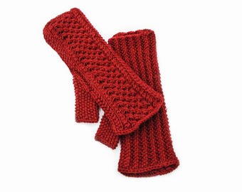 Gants sans doigts pour femmes- Chauffe-bras bordeaux- Chauffe-mains- Mitaines sans doigts- Tricoté à la main- /cadeau de Noël/cadeau femme/hiver