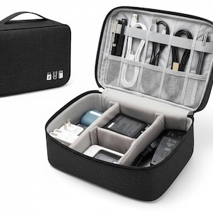 Bolsa organizadora de dispositivos electrónicos para viajes: estuche para guardar cables y accesorios electrónicos.