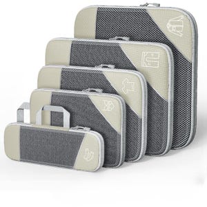 5-Piece Compression Packing Cubes Set, Lightweight Luggage Organizer with Shoe Bag