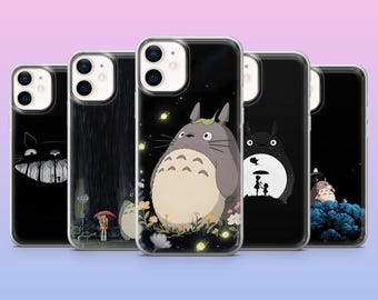 Black Totoro Phone Case Studio Ghibli Black Manga Cover for iPhone 17, 16, 15, 14, 13, 12, Samsung S25, S24, S23, S22, A16, A26, Pixel 10,9