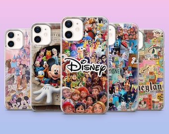 Disney Collage Phone Case Cartoon Princess Cover for iPhone 17, 16, 15, 14, 13, 12, Samsung S25, S24, S23, S22, A16, A26, Pixel 10,9