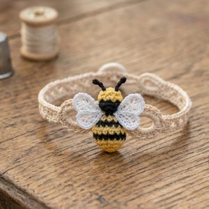 Mönster för mikrovirkat biarmband, handledning för amigurumi-smycken med honungsbis (PDF-nedladdning)