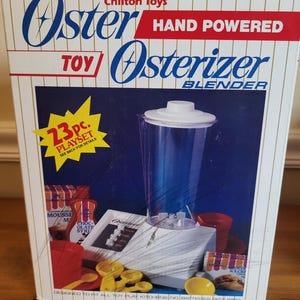 Oster hand powered TOY Osterizer Blender & accessories used in box