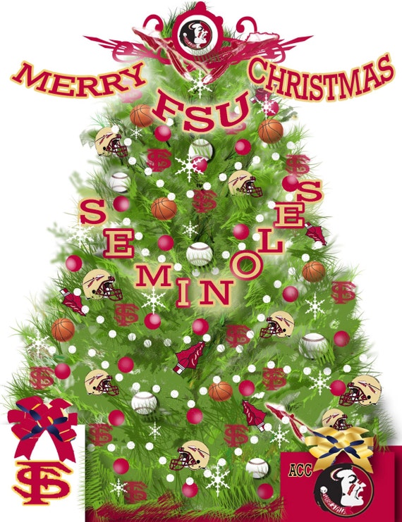 Items similar to Florida State Spirit Christmas Tree Greeting Card on Etsy