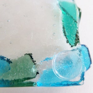 Glass Coasters Fused Glass with Aqua Blue Sea Glass Green Teal Green River Waters Colors 4 Inch Square Set of 4 image 5