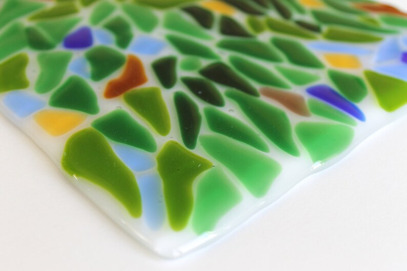 Fused Glass Wall Tile Art Tile Leaves and Branches Arts and Etsy