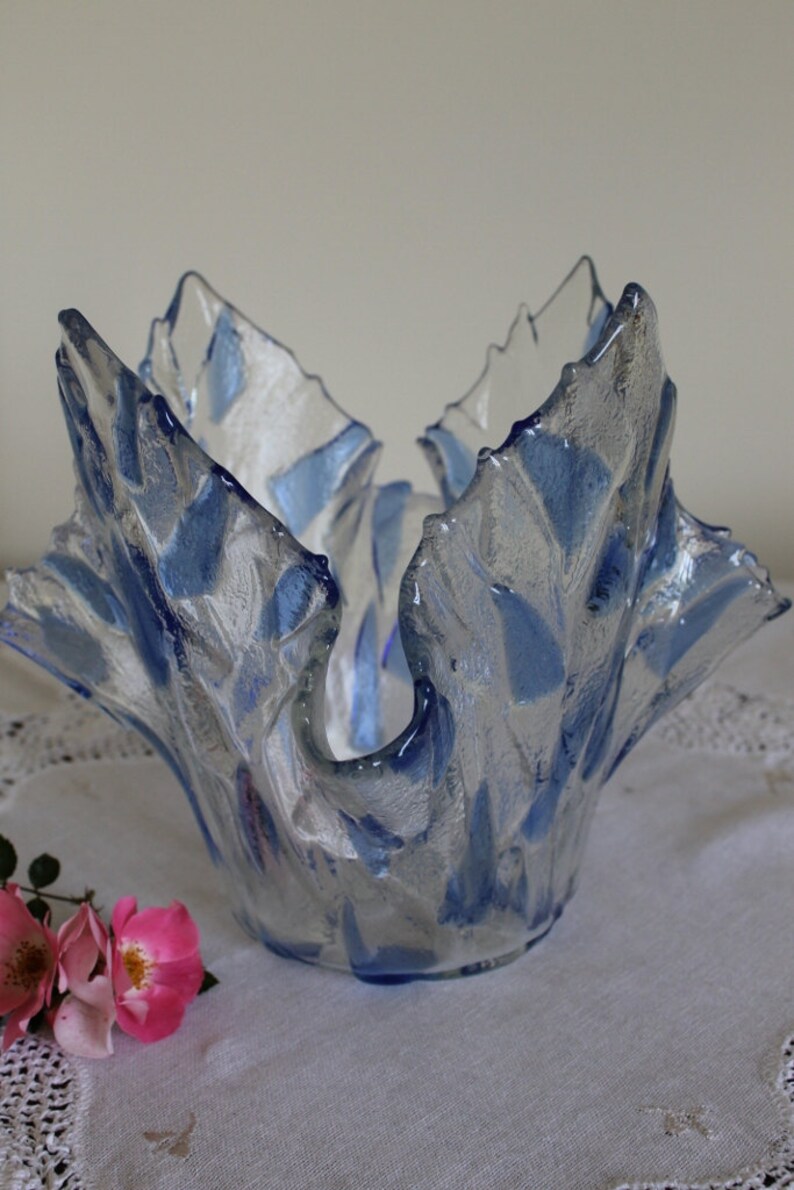 Fused Glass Ice Bucket Large Vase Scandinavian Ice Pale Blue Etsy