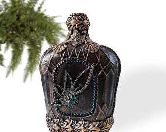 Decorated Bottle Vintage Style, Decorative Bottle, Baroque Decor, Handmade Art Object, Unique Home Decor, Luxury Gift for Her