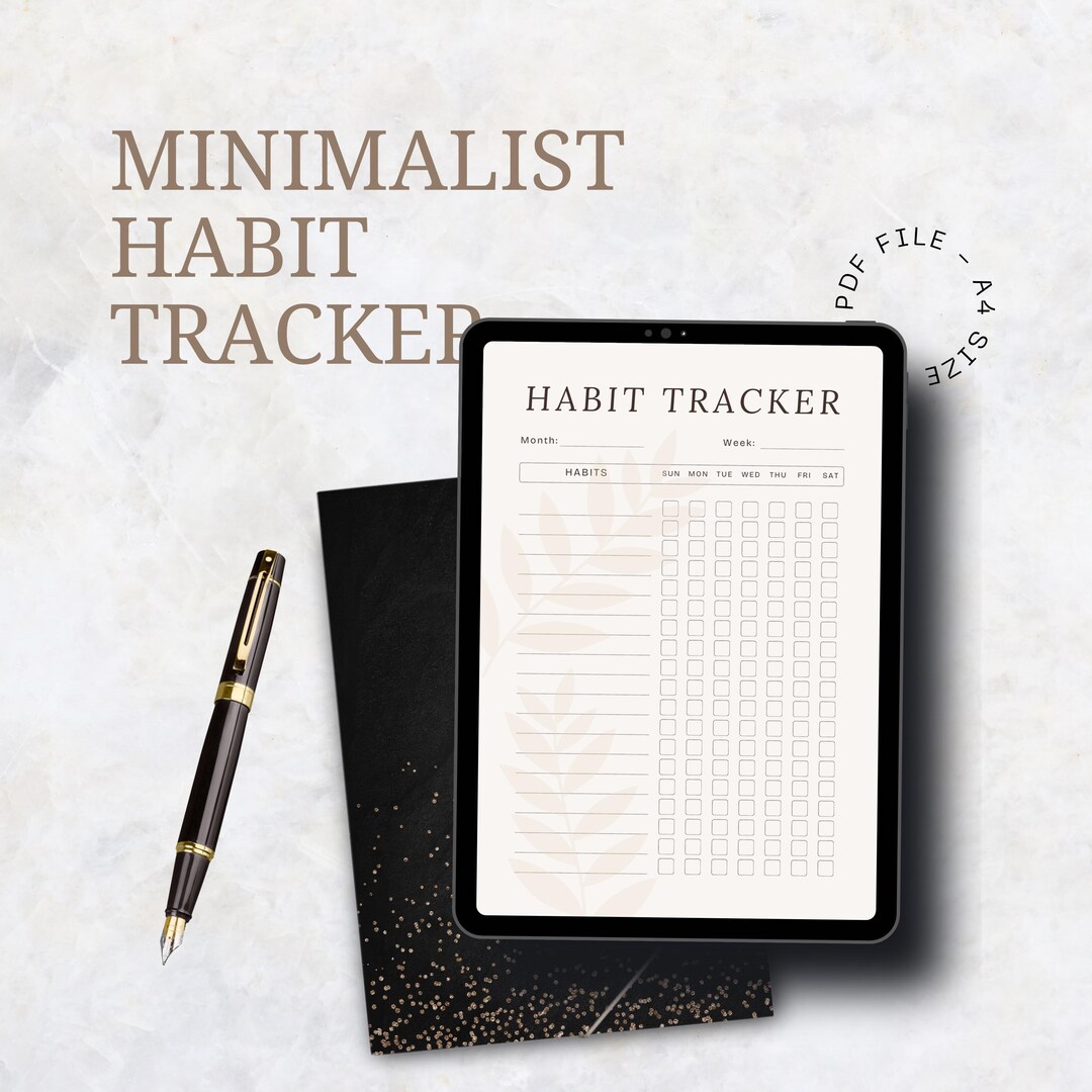Minimalist Habit Tracker Printable | Weekly Productivity Planner (PDF ...