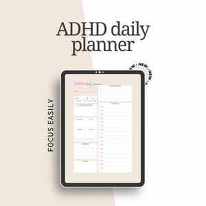 Agenda quotidien TDAH, tableau de bord des fonctions exécutives, vidage cérébral minimaliste (téléchargement numérique)