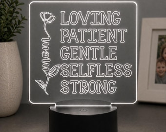 Mom LED Light, Mother’s Day Gift for Mom, Acrylic Night Light, Meaningful Gift for Her, Custom Mom Decor, Bedroom LED Lamp, Gift for Women
