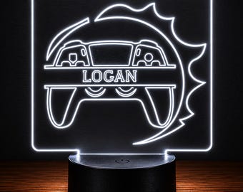 Personalized Gamer LED Night Light, Custom Name Gaming Controller Acrylic Lamp, Boys Room Decor, Gift for Gamers