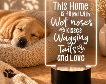 Dog Lover LED Light, Engraved Acrylic Night Light, Pet Lover Gift, Dog Mom Gift, Wagging Tails Decor, Cozy Home Light